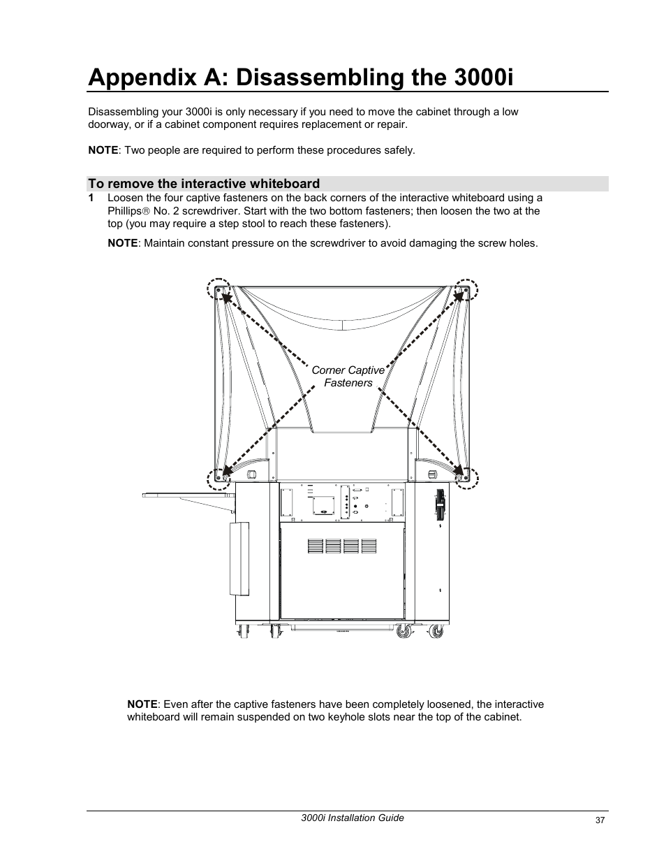 Appendix a: disassembling the 3000i | Smart Technologies 3000i User Manual | Page 45 / 62