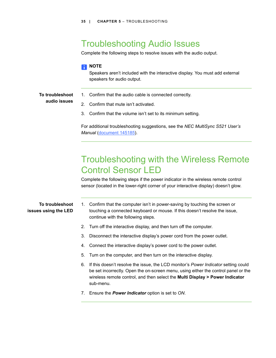 Troubleshooting audio issues | Smart Technologies SBID Interactive Display 6052i User Manual | Page 43 / 62