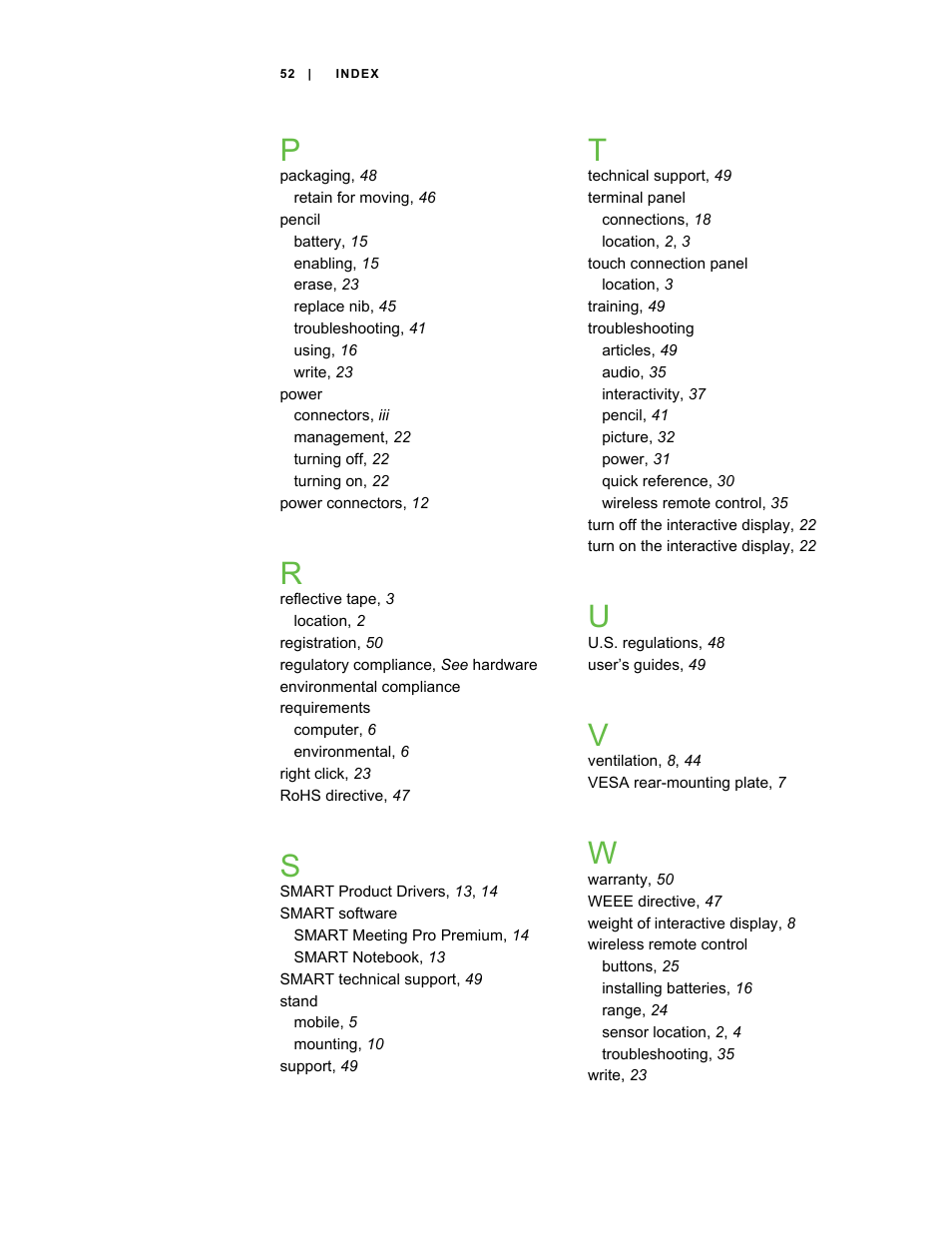 Smart Technologies SBID Interactive Display 6052i User Manual | Page 60 / 62