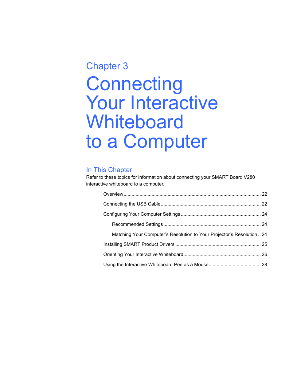 In this chapter | Smart Technologies Smart Board V280 User Manual | Page 31 / 94