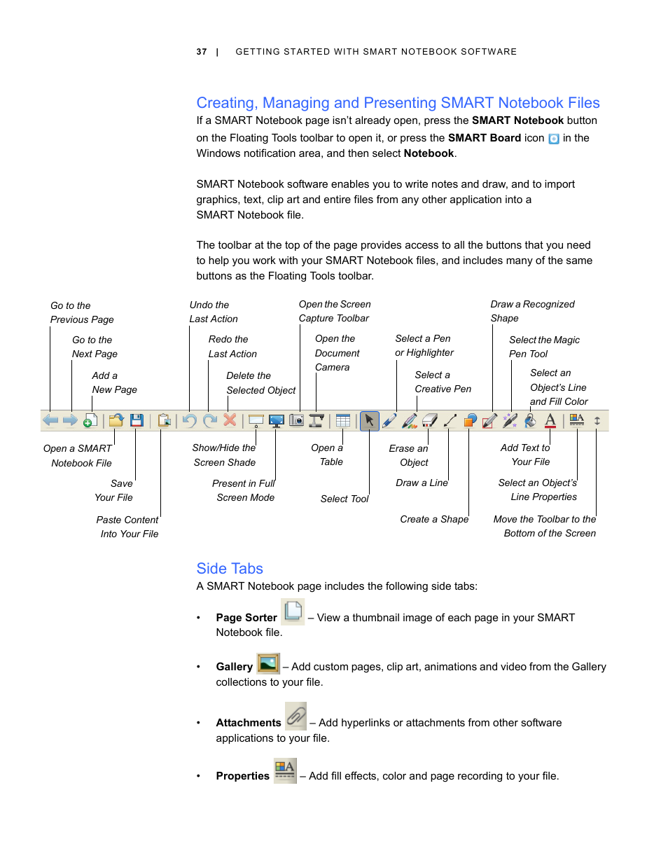 Side tabs | Smart Technologies Smart Board V280 User Manual | Page 47 / 94