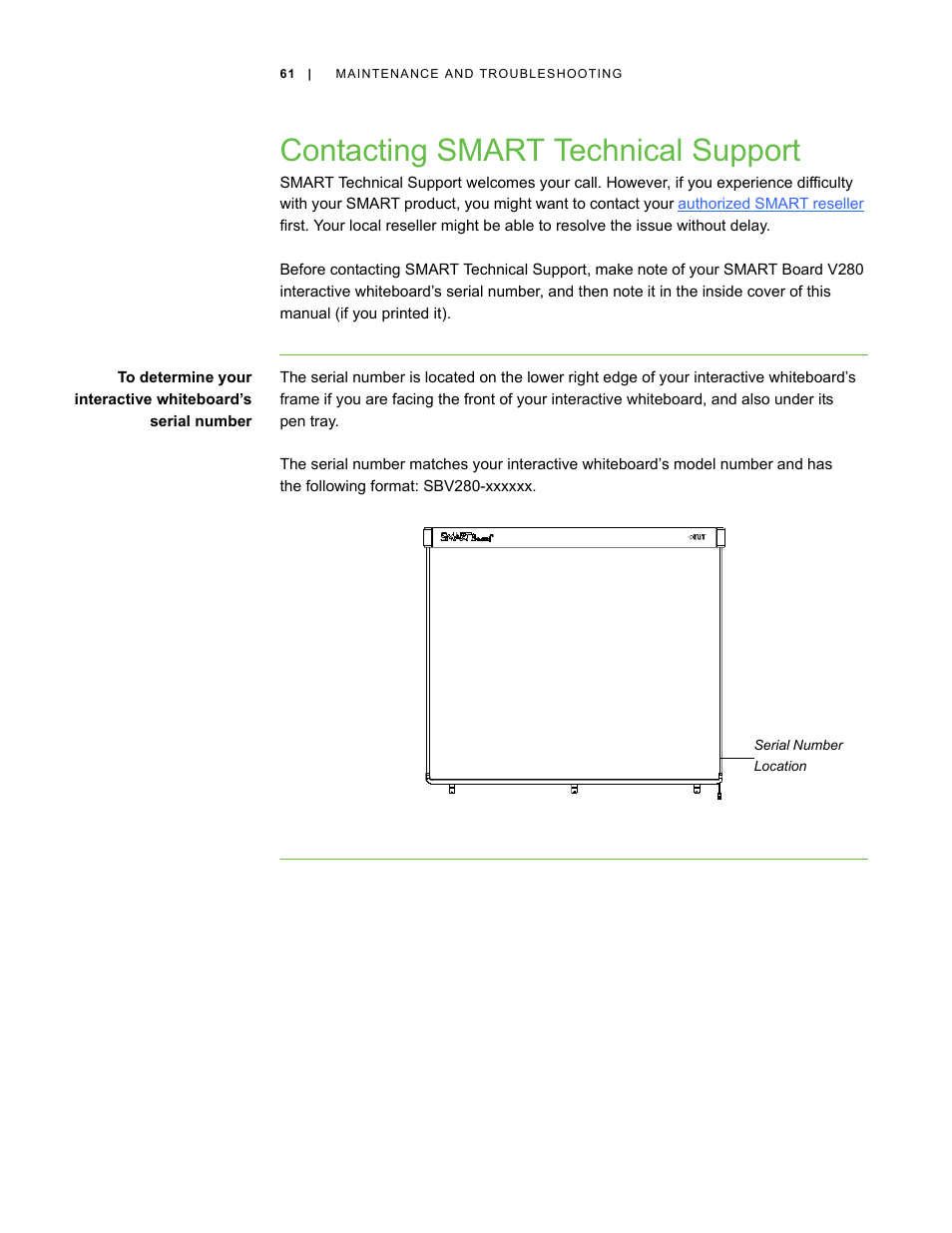 Contacting smart technical support | Smart Technologies Smart Board V280 User Manual | Page 71 / 94