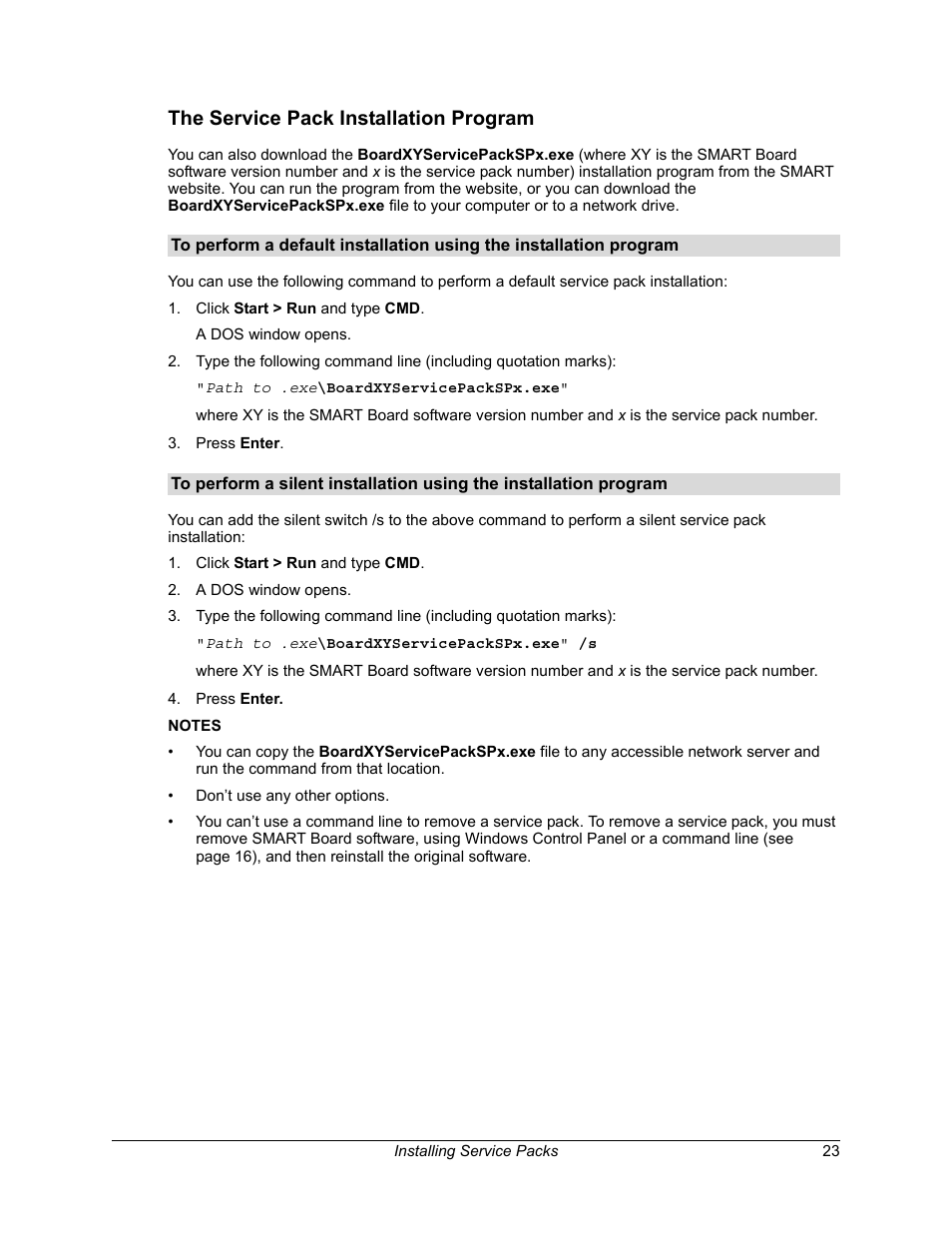 The service pack installation program | Smart Technologies Smart Board Software 9.7 User Manual | Page 27 / 30