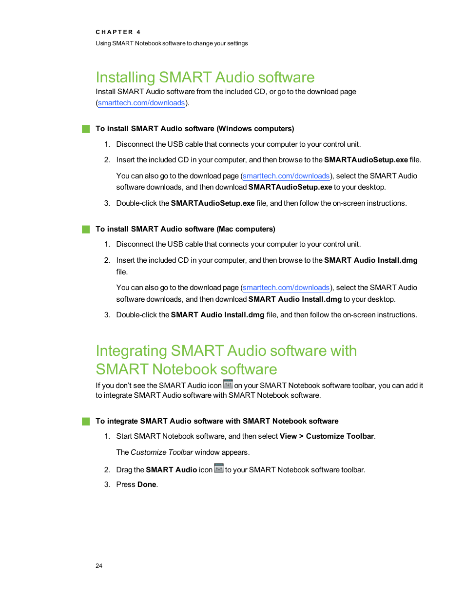 Installing smart audio software | Smart Technologies SMART Audio 340 User Manual | Page 30 / 58