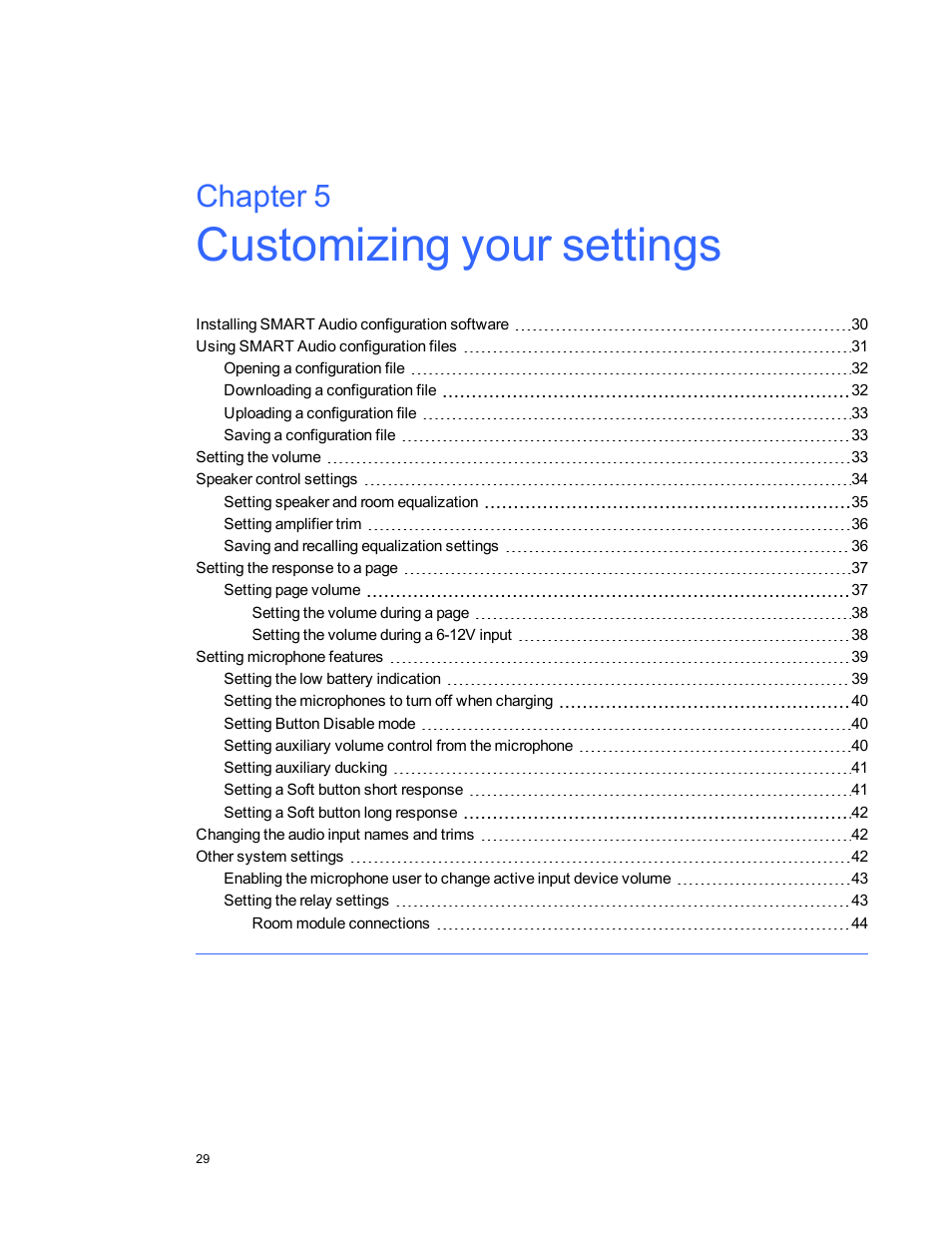 Chapter 5: customizing your settings, Chapter 5 | Smart Technologies SMART Audio 340 User Manual | Page 35 / 58