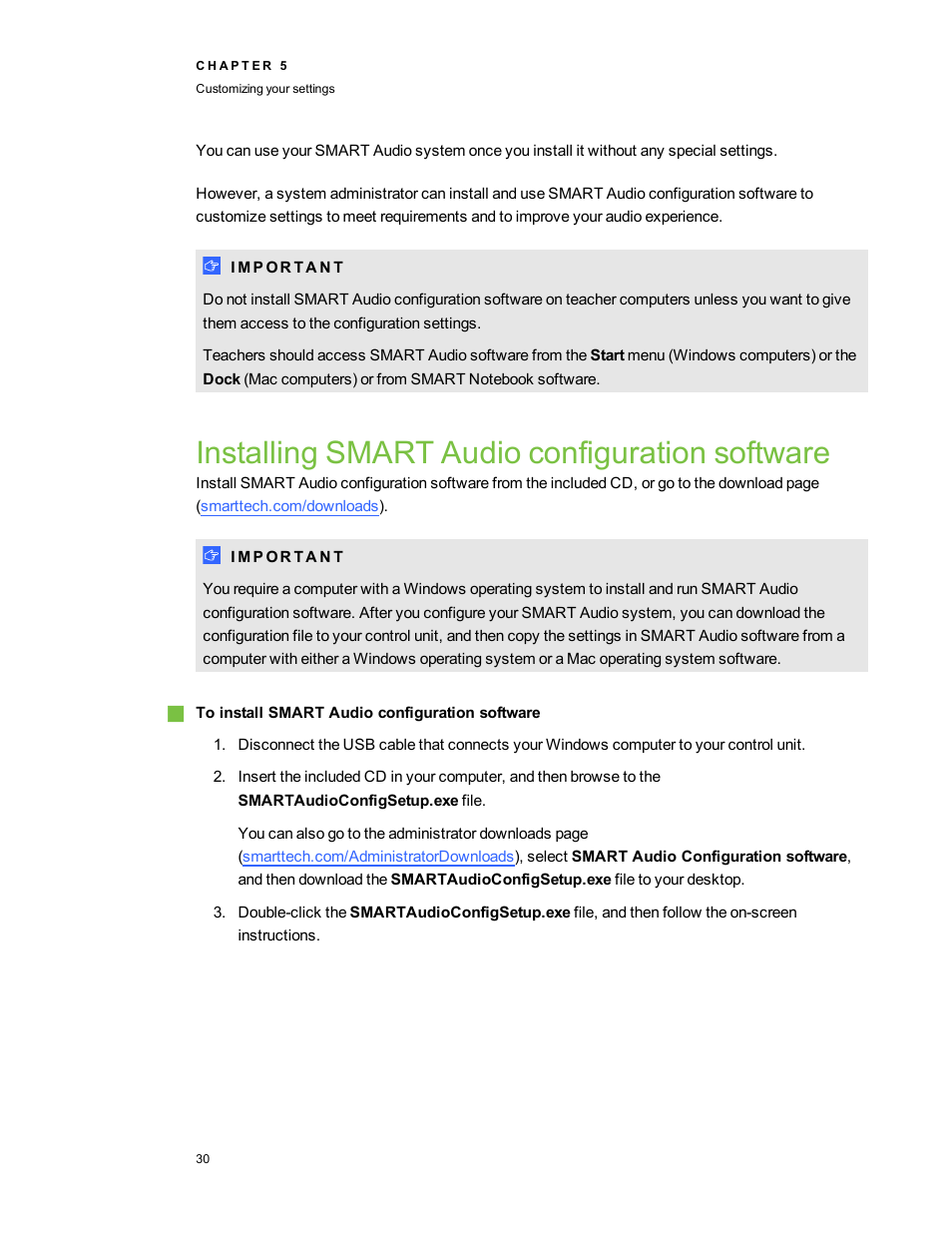 Installing smart audio configuration software | Smart Technologies SMART Audio 340 User Manual | Page 36 / 58
