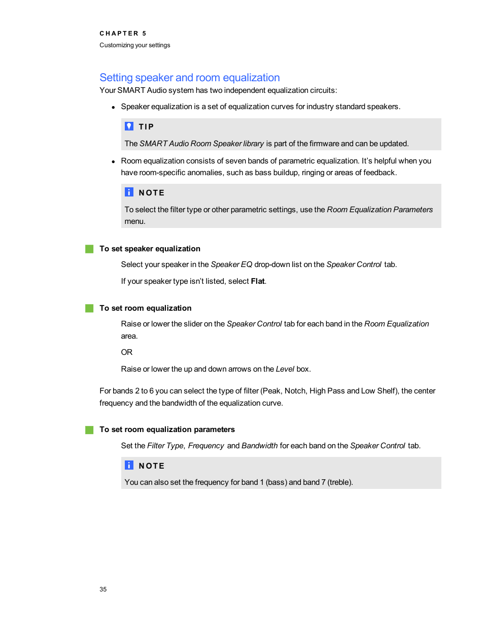 Setting speaker and room equalization | Smart Technologies SMART Audio 340 User Manual | Page 41 / 58