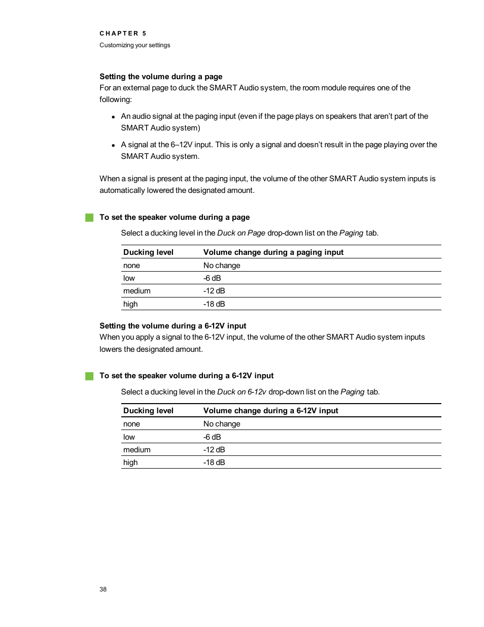 Setting the volume during a 6-12v input | Smart Technologies SMART Audio 340 User Manual | Page 44 / 58