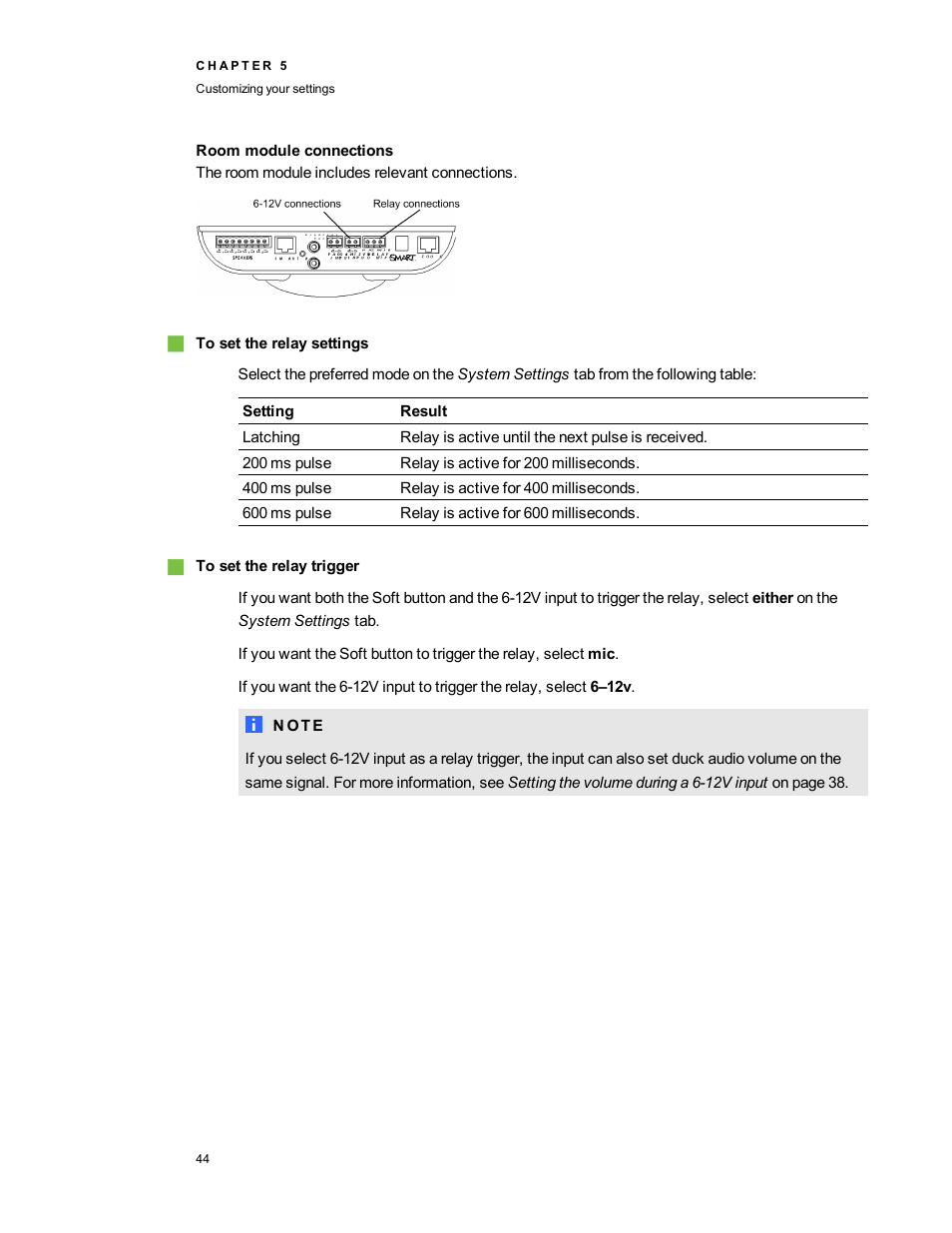 Room module connections | Smart Technologies SMART Audio 340 User Manual | Page 50 / 58