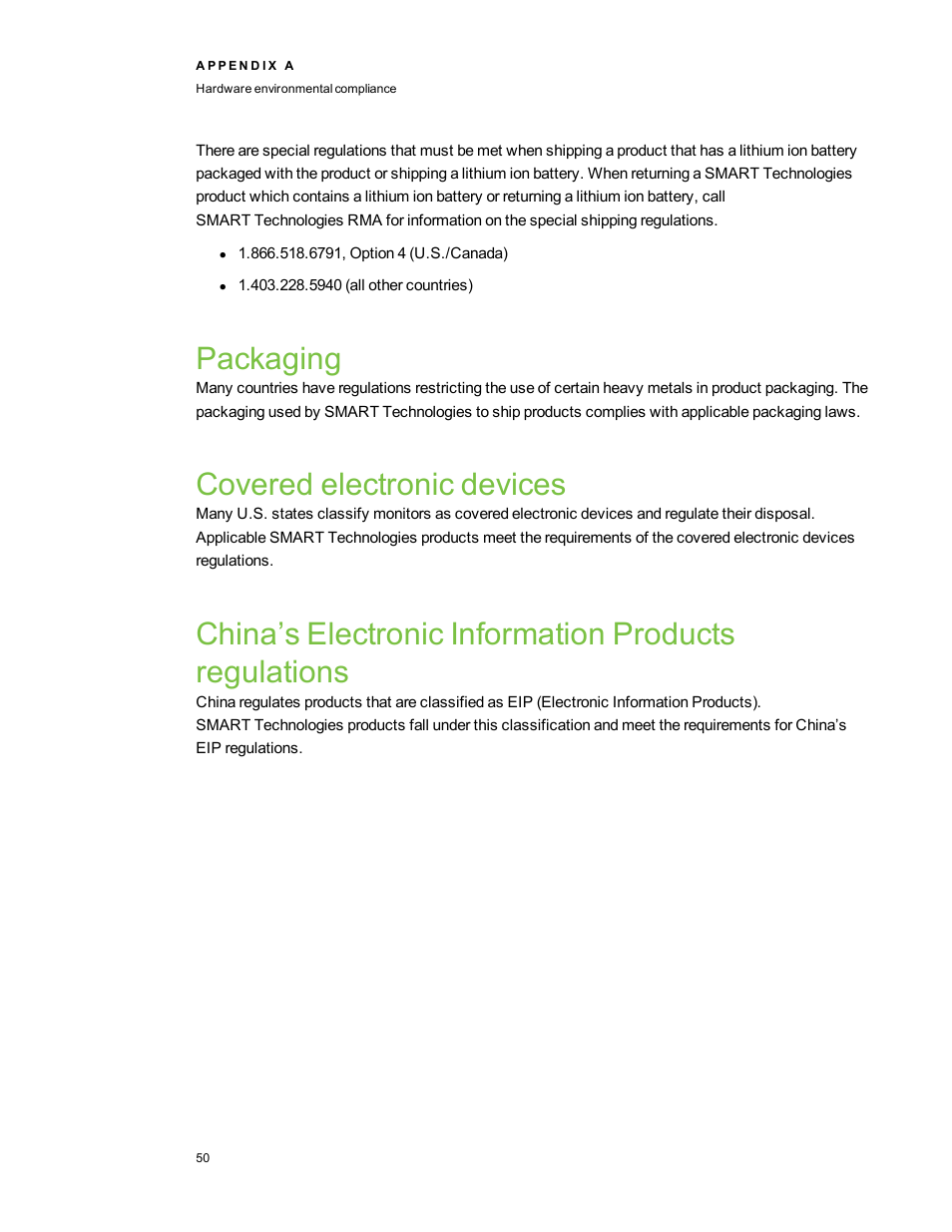 Packaging, Covered electronic devices | Smart Technologies SMART Audio 340 User Manual | Page 56 / 58