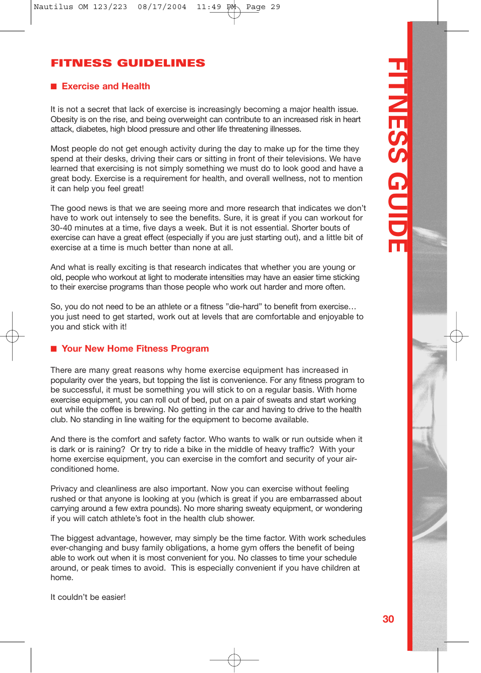 Fitness guide | Schwinn 223 User Manual | Page 29 / 40