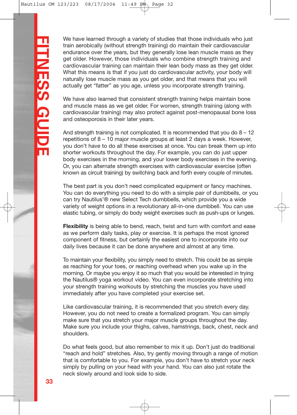 Fitness guide | Schwinn 223 User Manual | Page 32 / 40