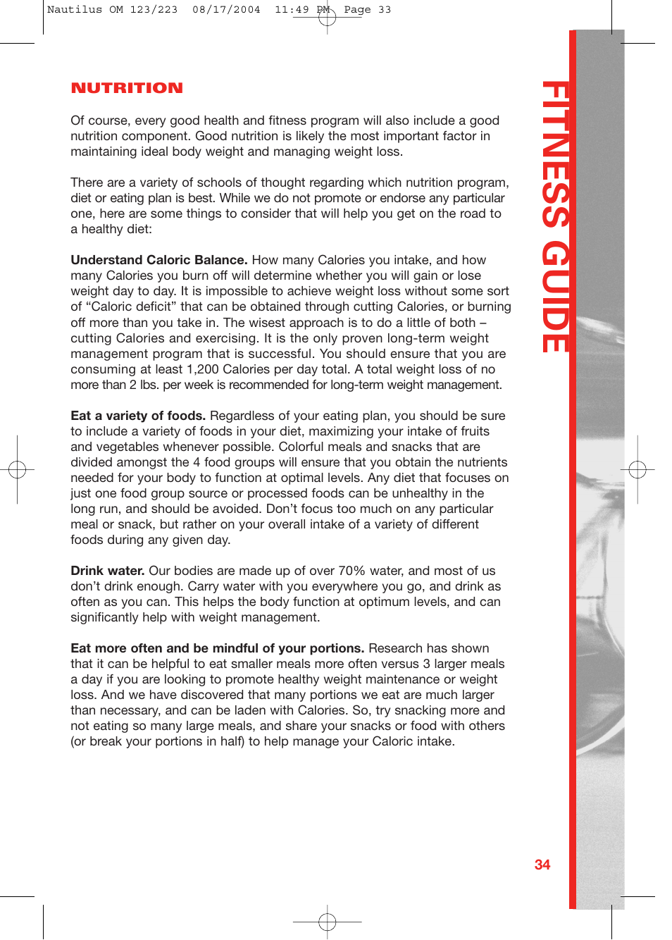 Fitness guide | Schwinn 223 User Manual | Page 33 / 40