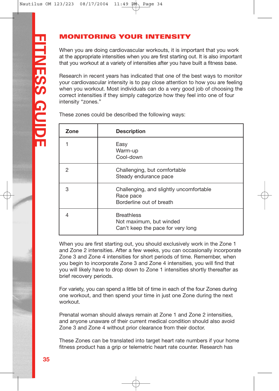 Fitness guide | Schwinn 223 User Manual | Page 34 / 40