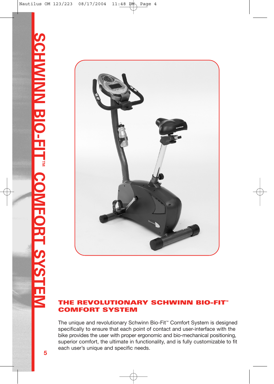 Schwinn bio-fit | Schwinn 223 User Manual | Page 4 / 40