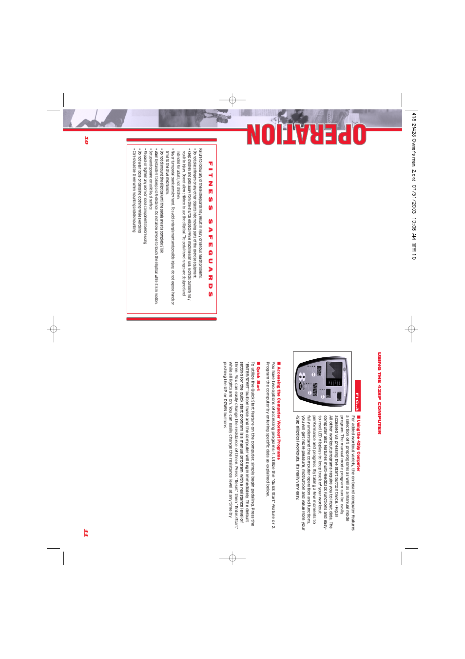 Fitness safeguards | Schwinn 418P User Manual | Page 6 / 15