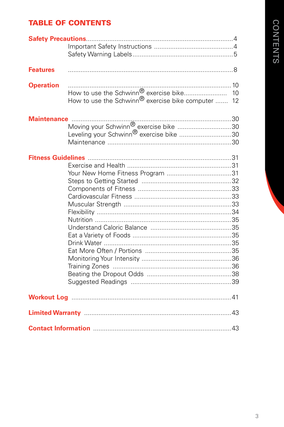 Schwinn SR23 User Manual | Page 3 / 44