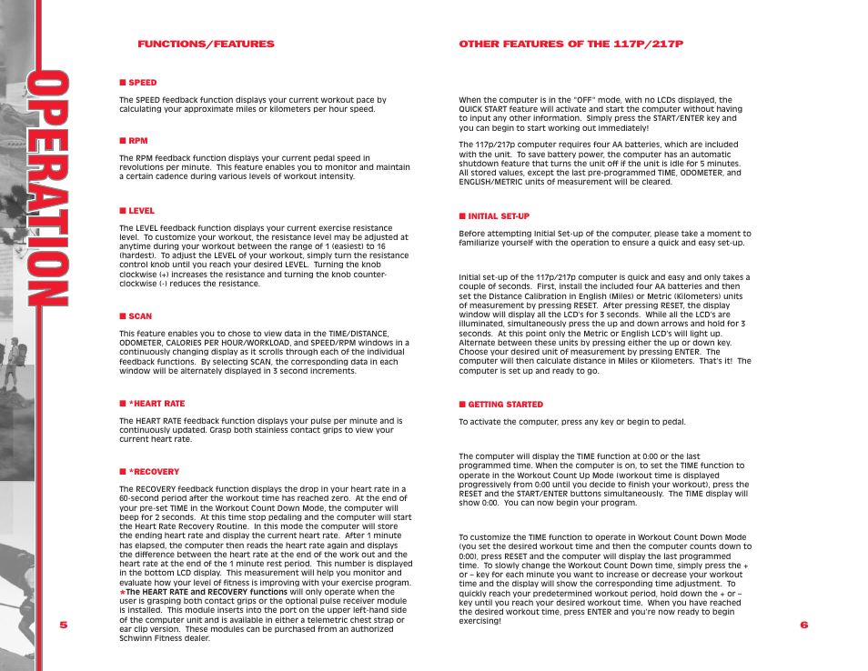 Schwinn 117P/217P User Manual | Page 6 / 13