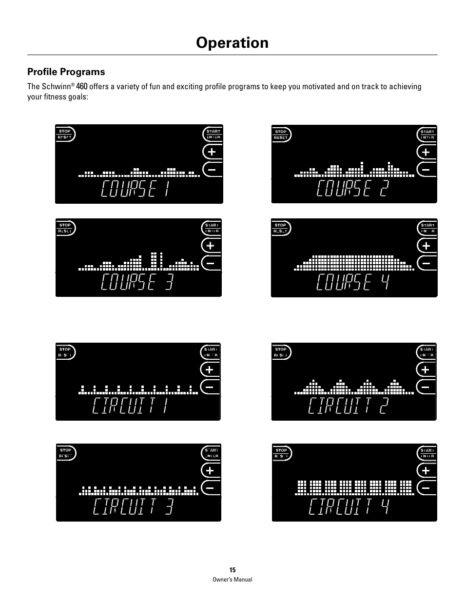 Operation, Profile programs | Schwinn 460 User Manual | Page 17 / 88