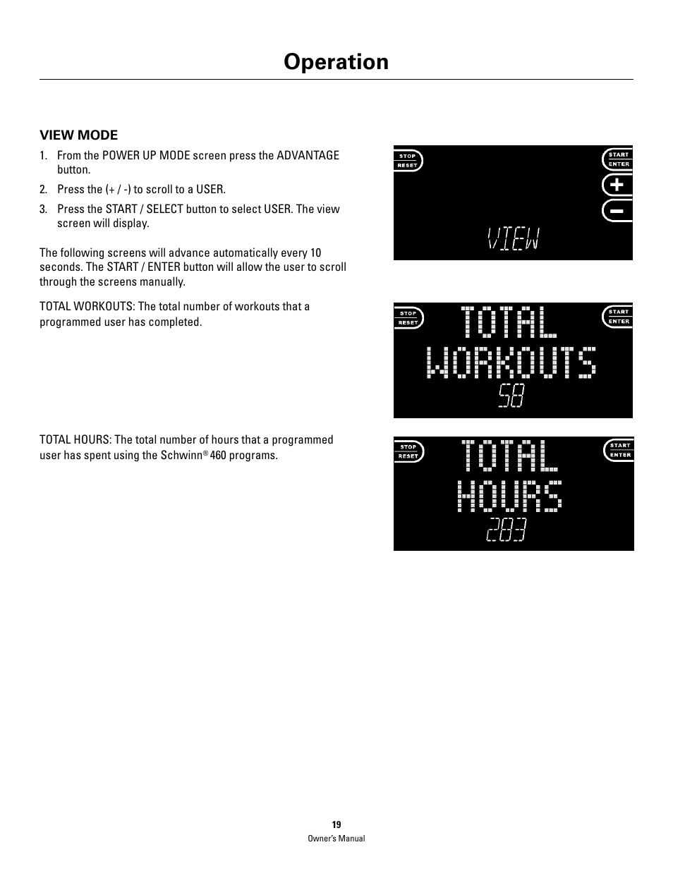 Operation | Schwinn 460 User Manual | Page 21 / 88