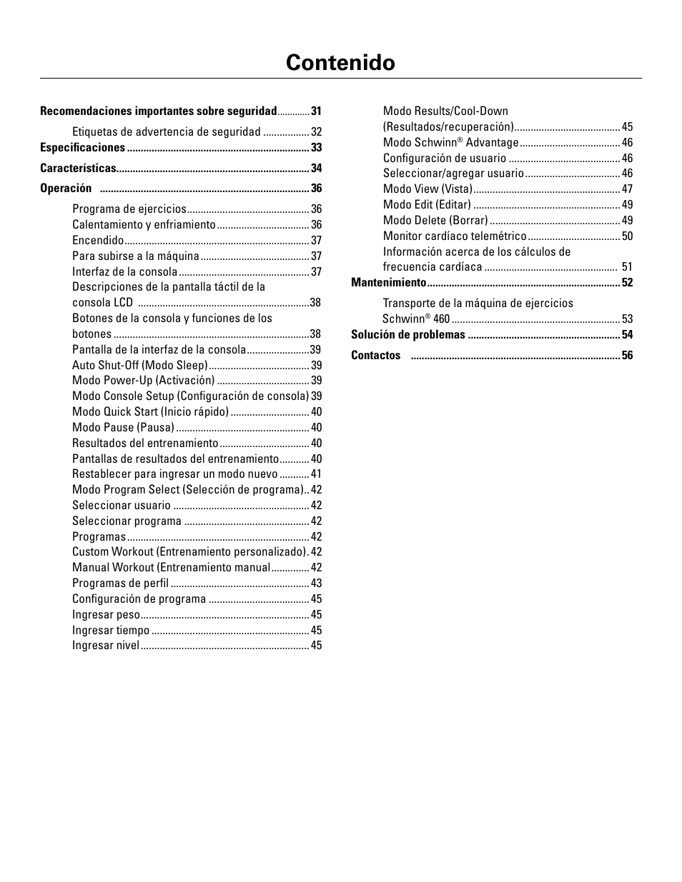 Schwinn 460 User Manual | Page 32 / 88