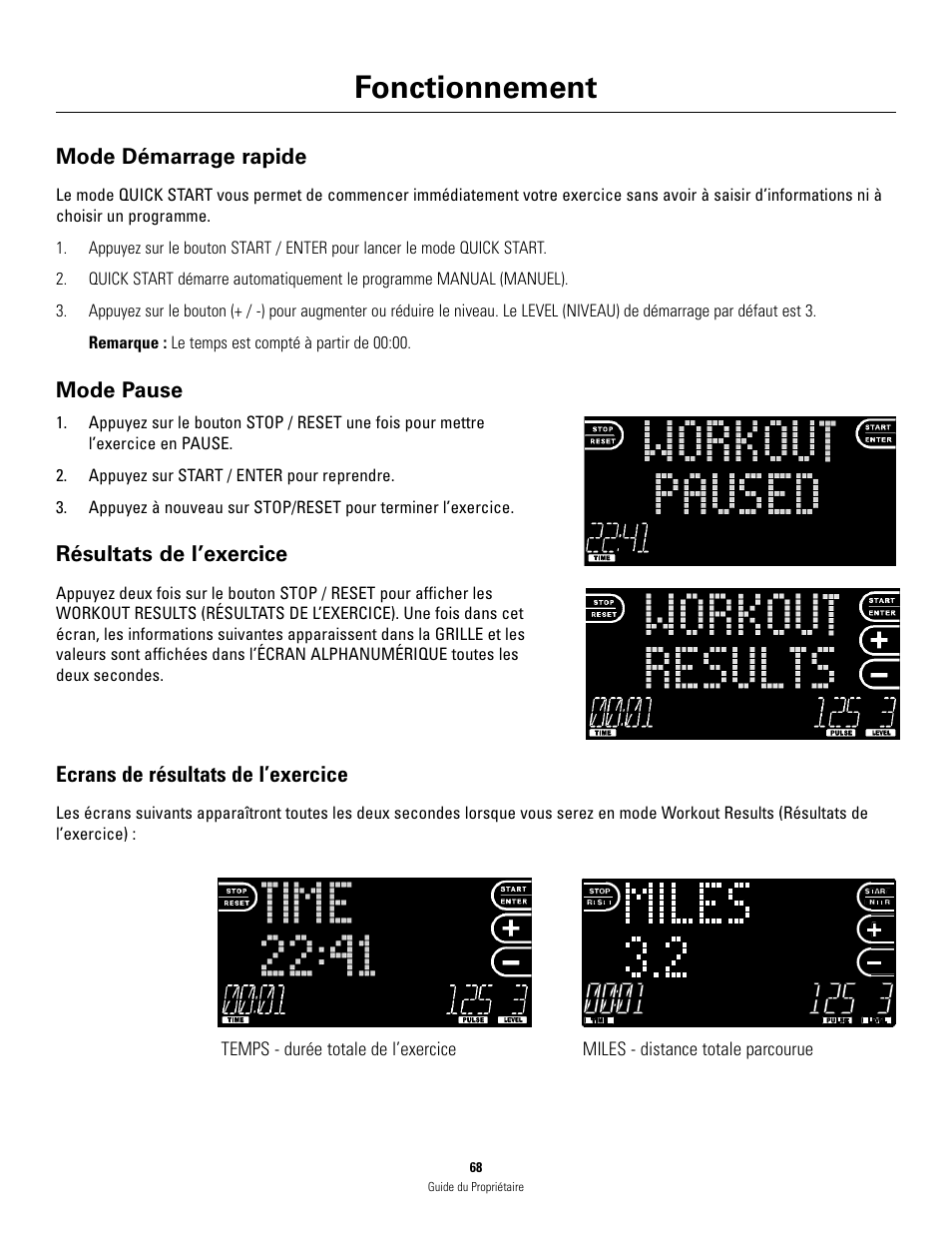 Fonctionnement | Schwinn 460 User Manual | Page 70 / 88