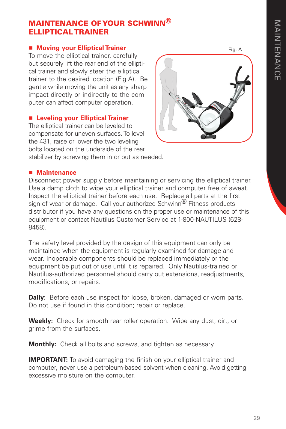 Schwinn 431 User Manual | Page 29 / 42