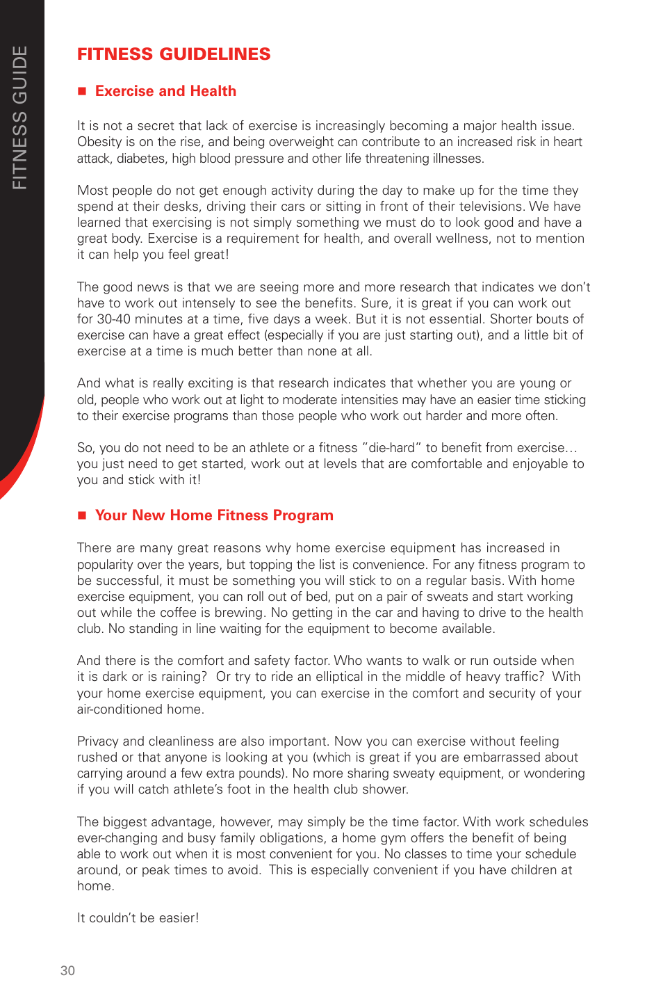 Fitness guidelines | Schwinn 431 User Manual | Page 30 / 42