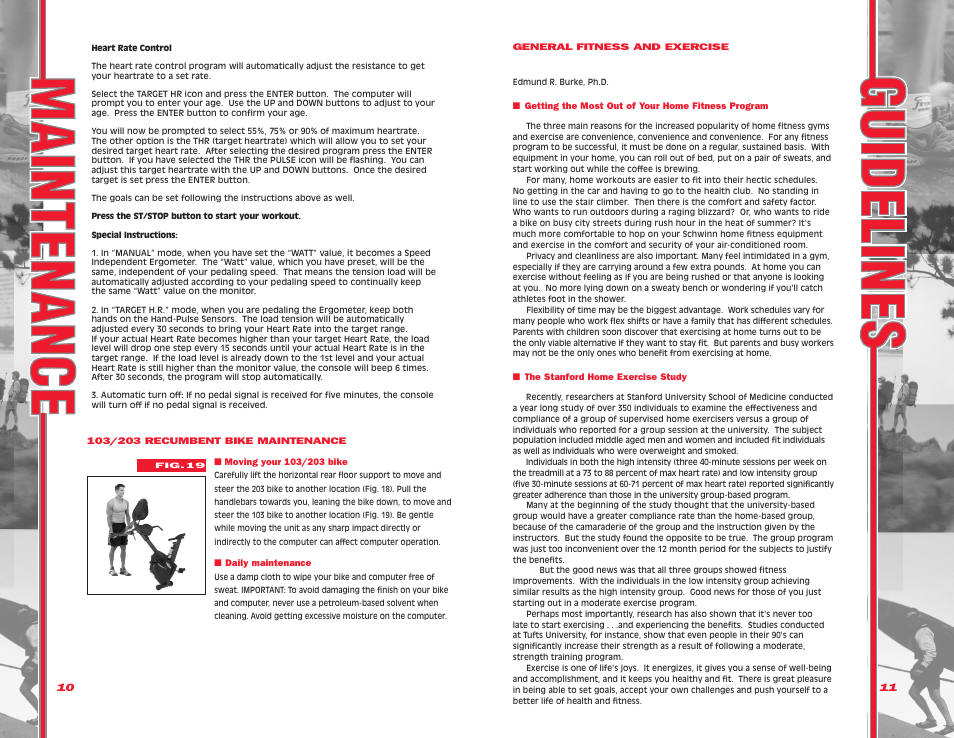 Maintenance | Schwinn 103/203 User Manual | Page 6 / 12