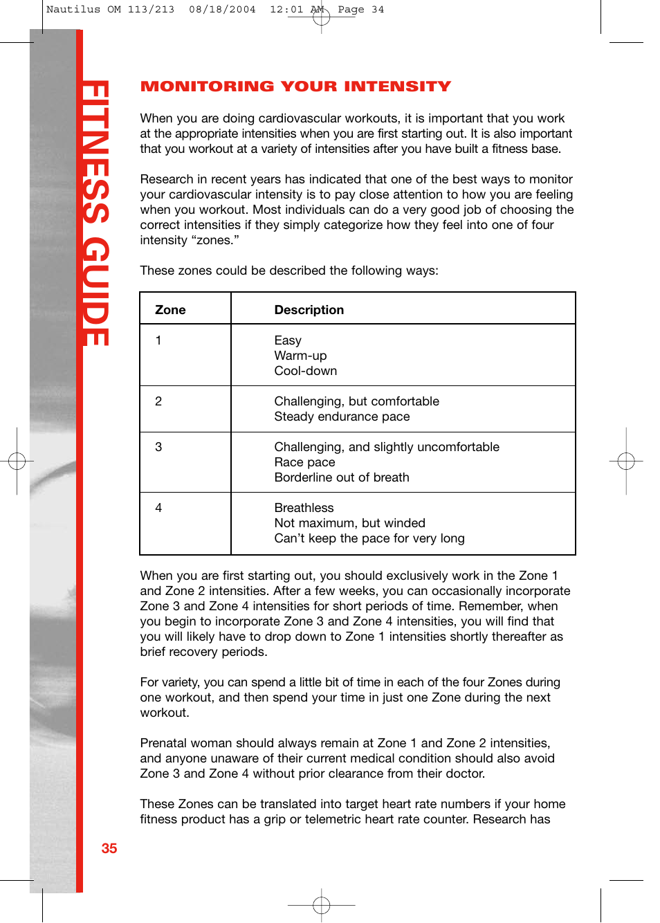 Fitness guide | Schwinn 213 User Manual | Page 34 / 40