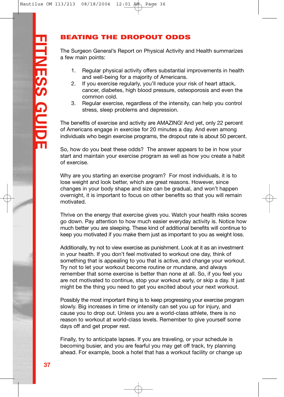 Fitness guide | Schwinn 213 User Manual | Page 36 / 40