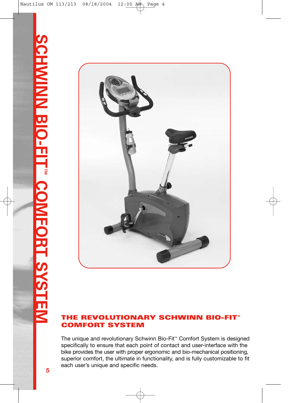 Schwinn bio-fit | Schwinn 213 User Manual | Page 4 / 40