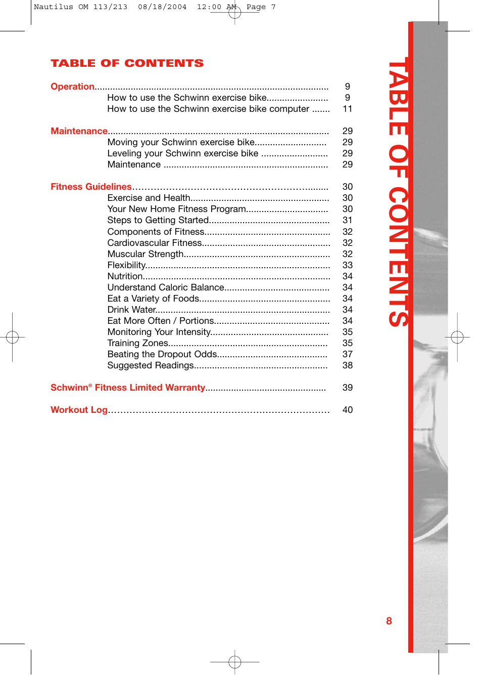 Schwinn 213 User Manual | Page 7 / 40