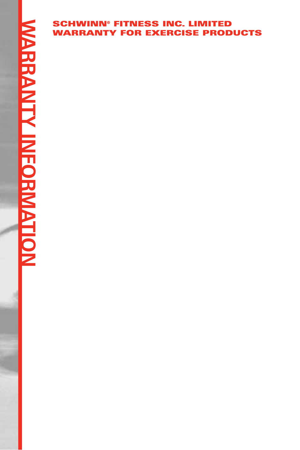 W arrant y informa tion | Schwinn 113/213 User Manual | Page 38 / 40
