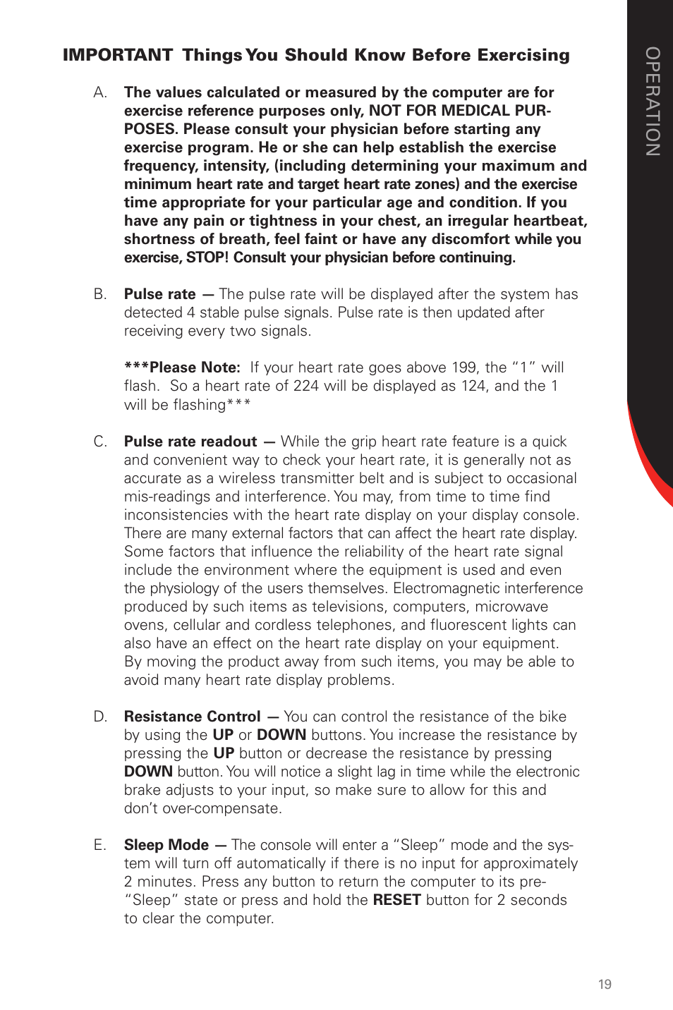 Schwinn 130/230 User Manual | Page 19 / 40