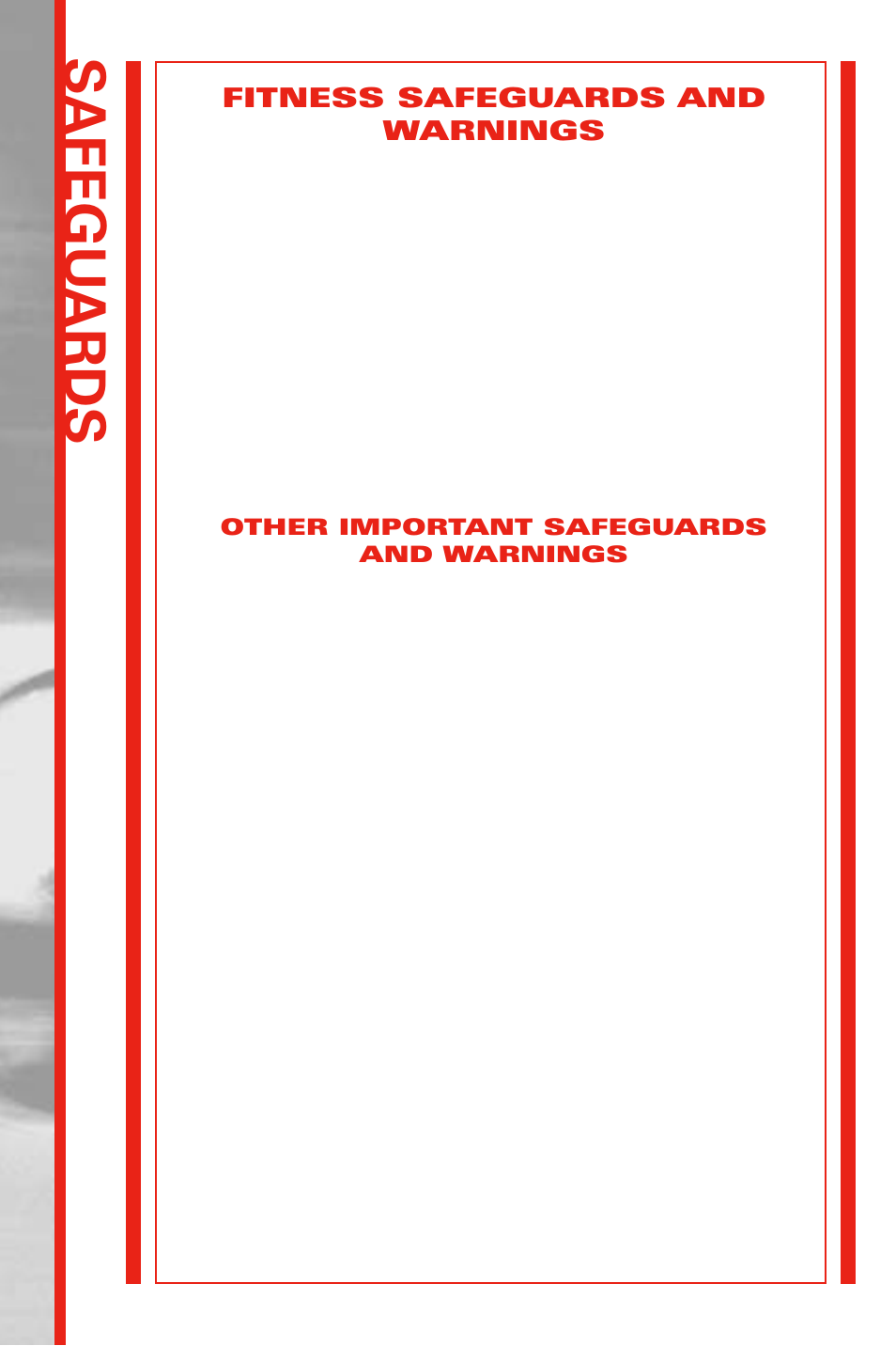 Safegu ards, Fitness safeguards and warnings | Schwinn 222 User Manual | Page 2 / 34
