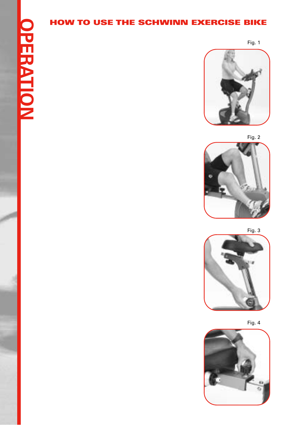 Opera tion | Schwinn 222 User Manual | Page 8 / 34