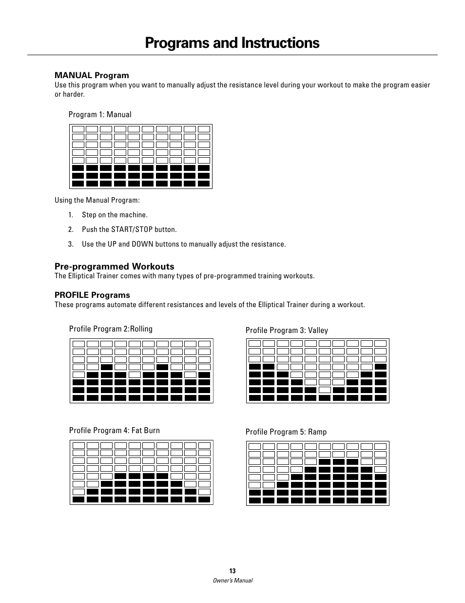 Programs and instructions | Schwinn 420 User Manual | Page 13 / 24