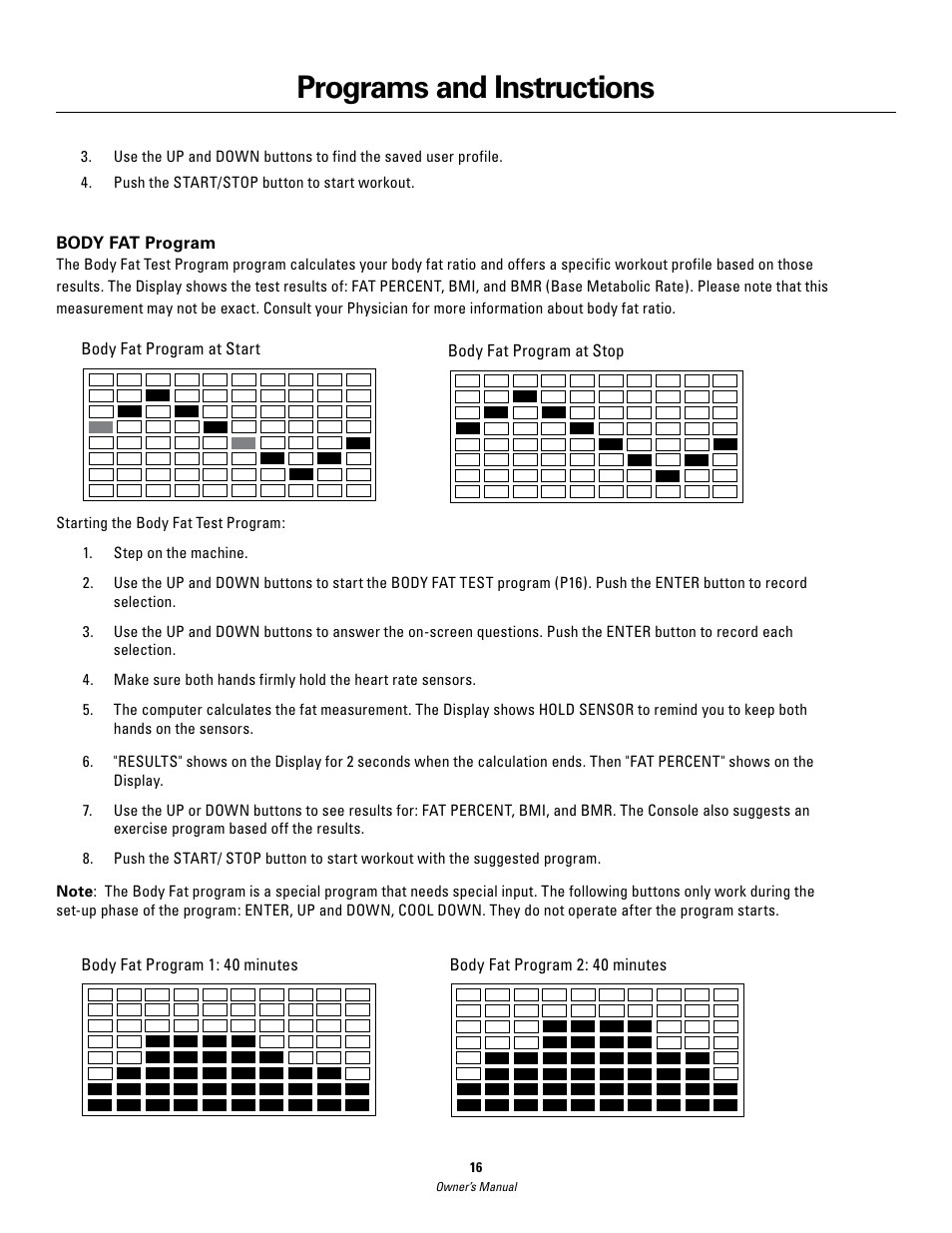 Programs and instructions | Schwinn 420 User Manual | Page 16 / 24