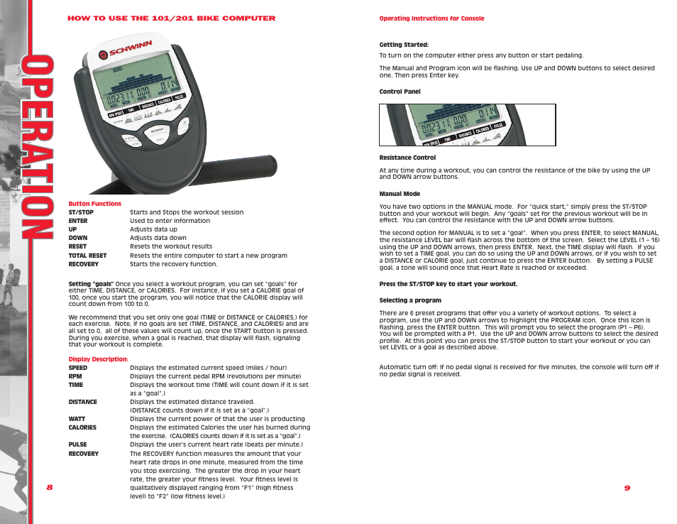 Schwinn 101/201 User Manual | Page 5 / 12