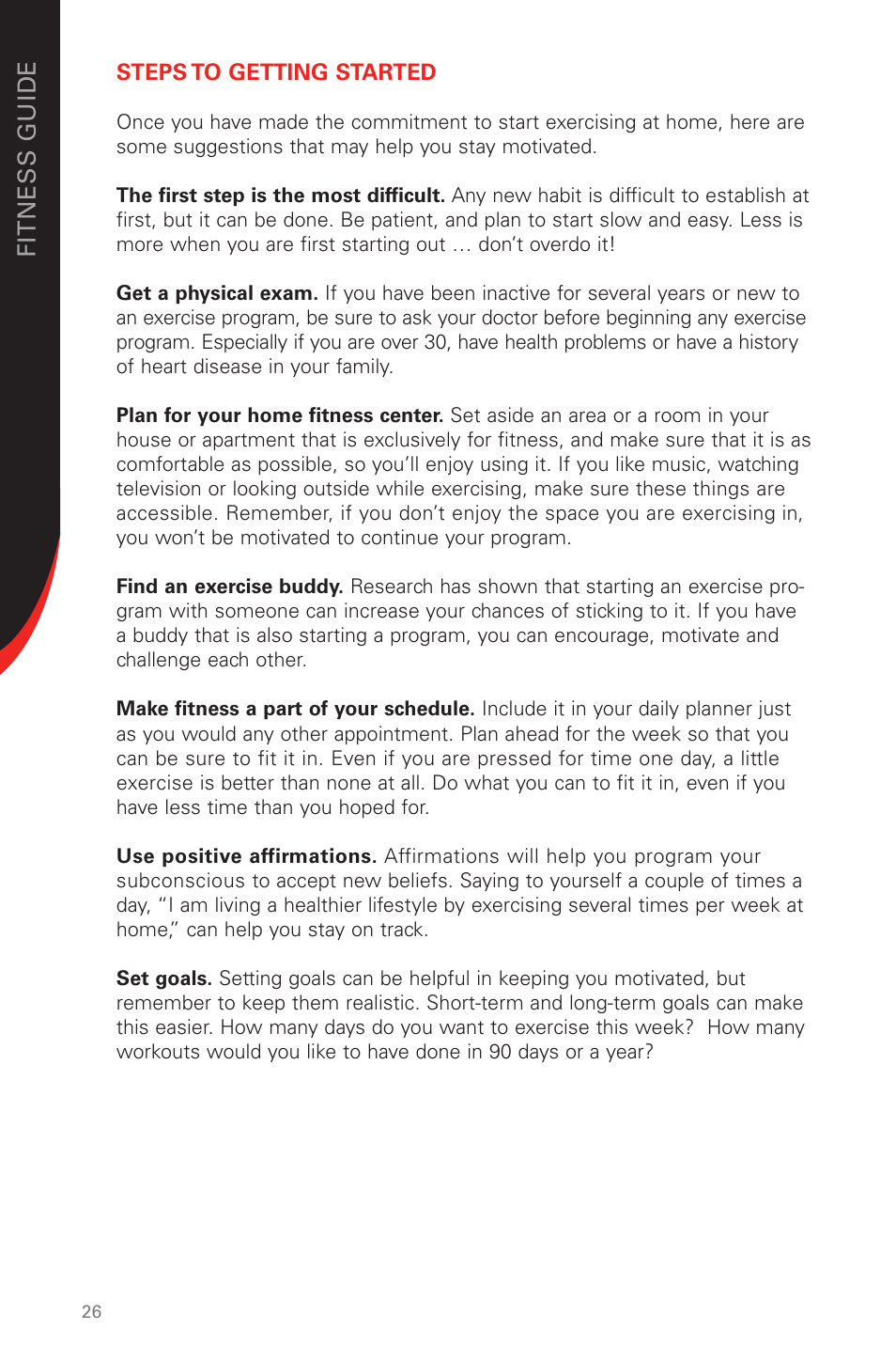 Fi t ness g ui d e | Schwinn 230 User Manual | Page 26 / 40