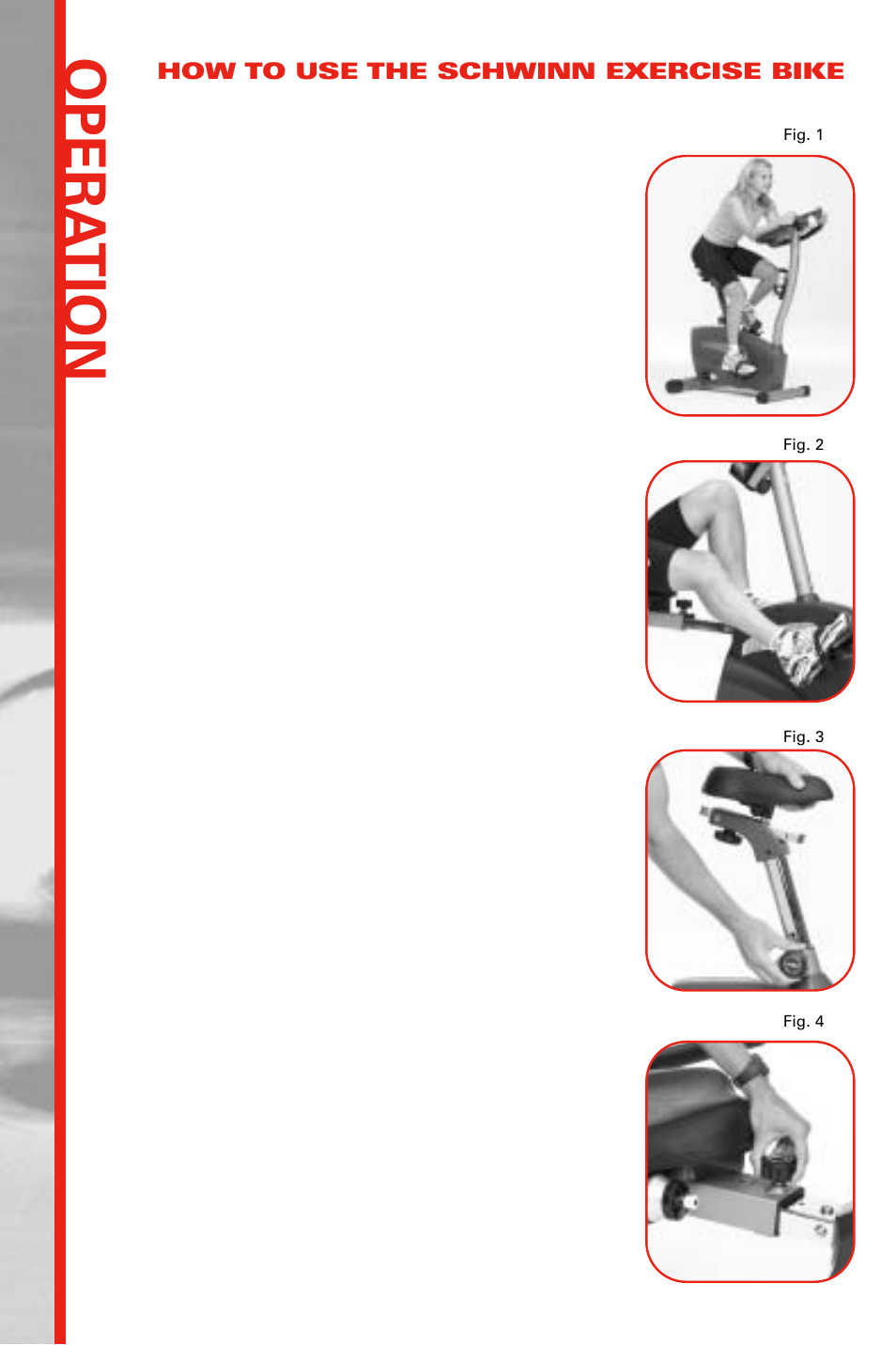Opera tion | Schwinn 112212 User Manual | Page 8 / 34