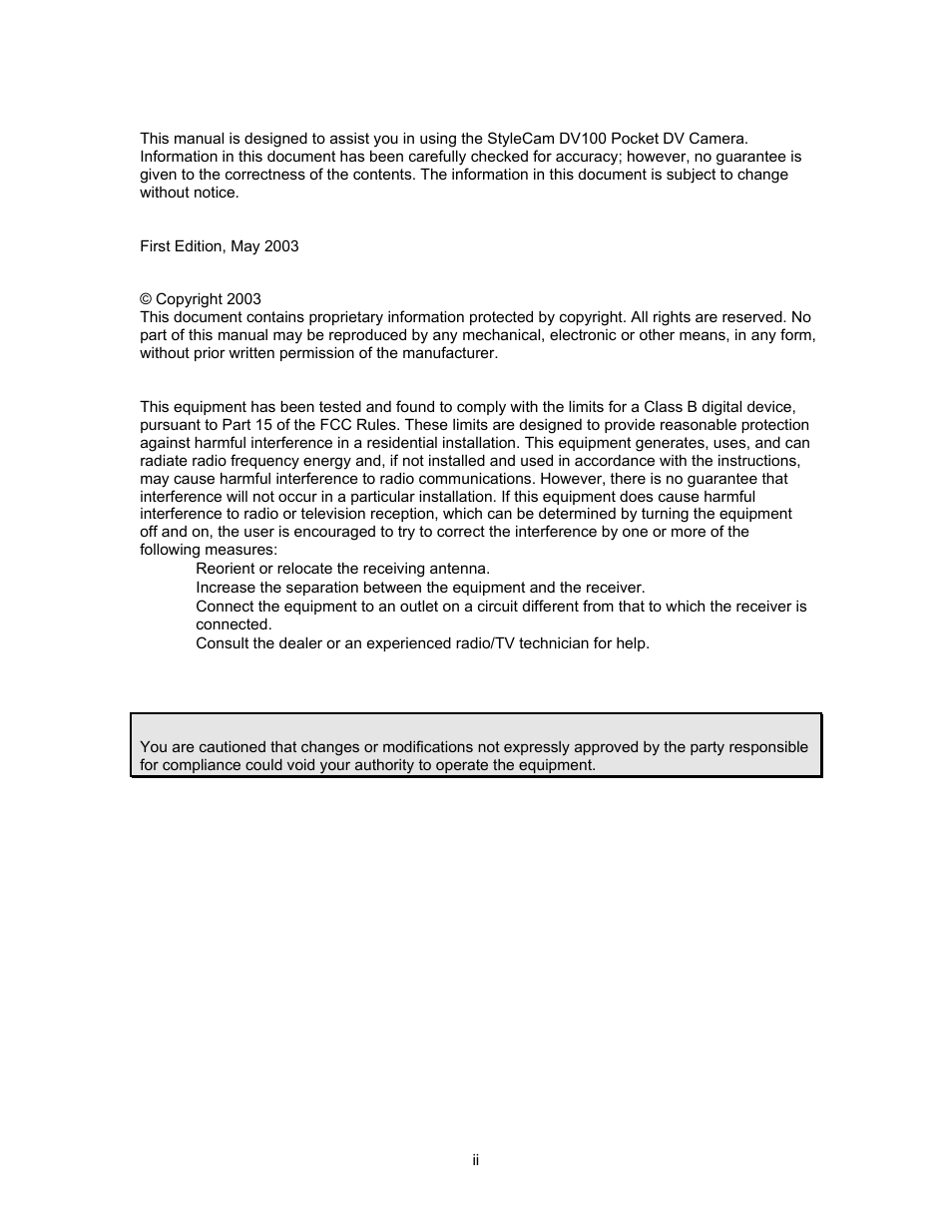 SiPix StyleCam DV100 User Manual | Page 2 / 35