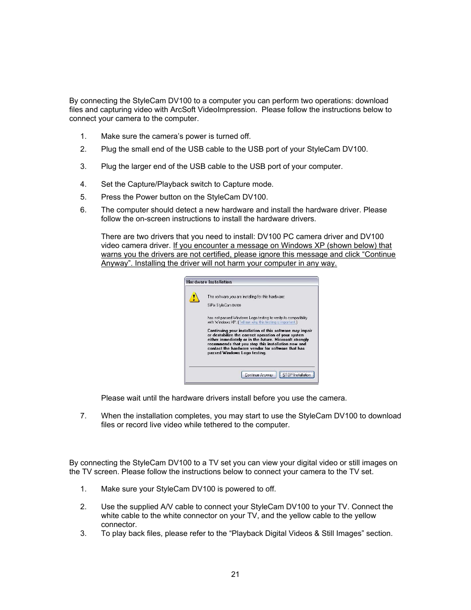 Making connections | SiPix StyleCam DV100 User Manual | Page 24 / 35