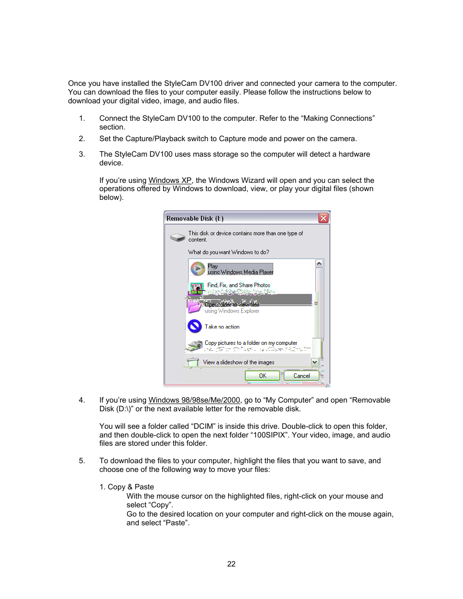 Download video/image/audio to your pc | SiPix StyleCam DV100 User Manual | Page 25 / 35