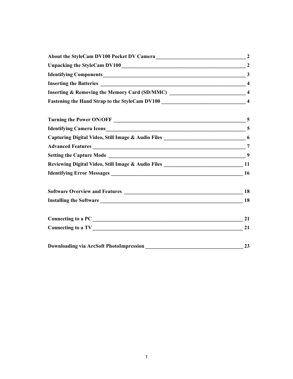 SiPix StyleCam DV100 User Manual | Page 4 / 35