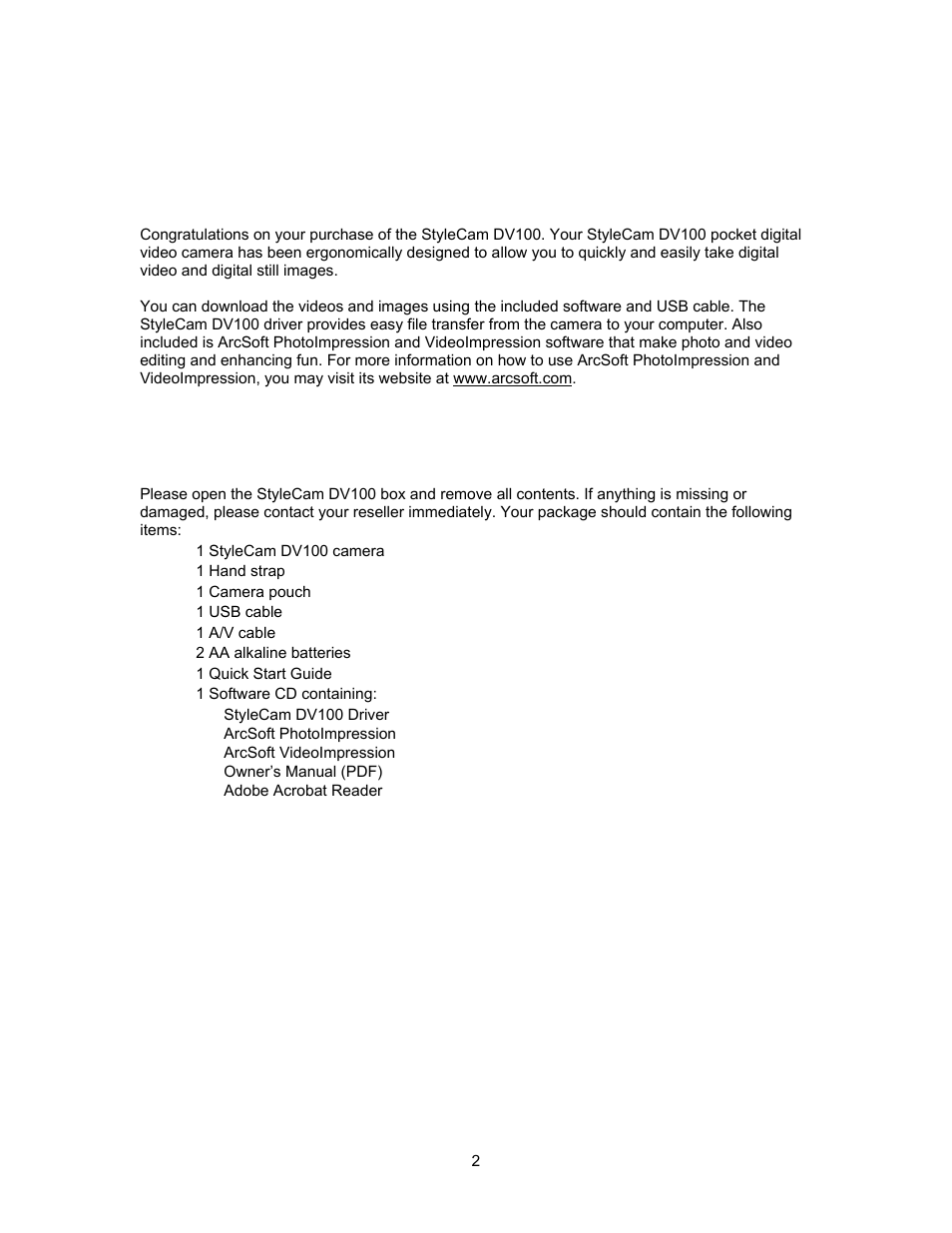 Getting started | SiPix StyleCam DV100 User Manual | Page 5 / 35