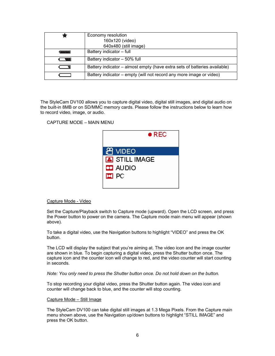 SiPix StyleCam DV100 User Manual | Page 9 / 35