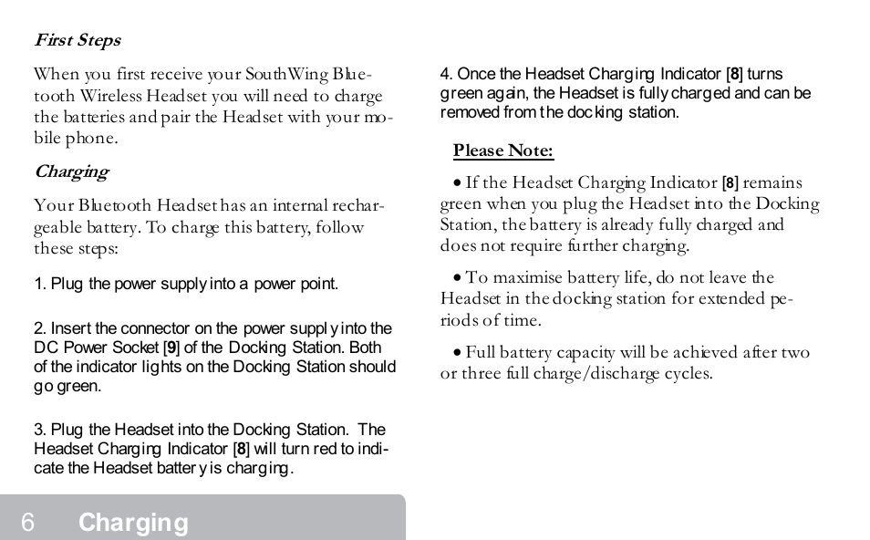 Charging | Southwing NEOVOICE 5 Bluetooth Wireless Headset User Manual | Page 5 / 15