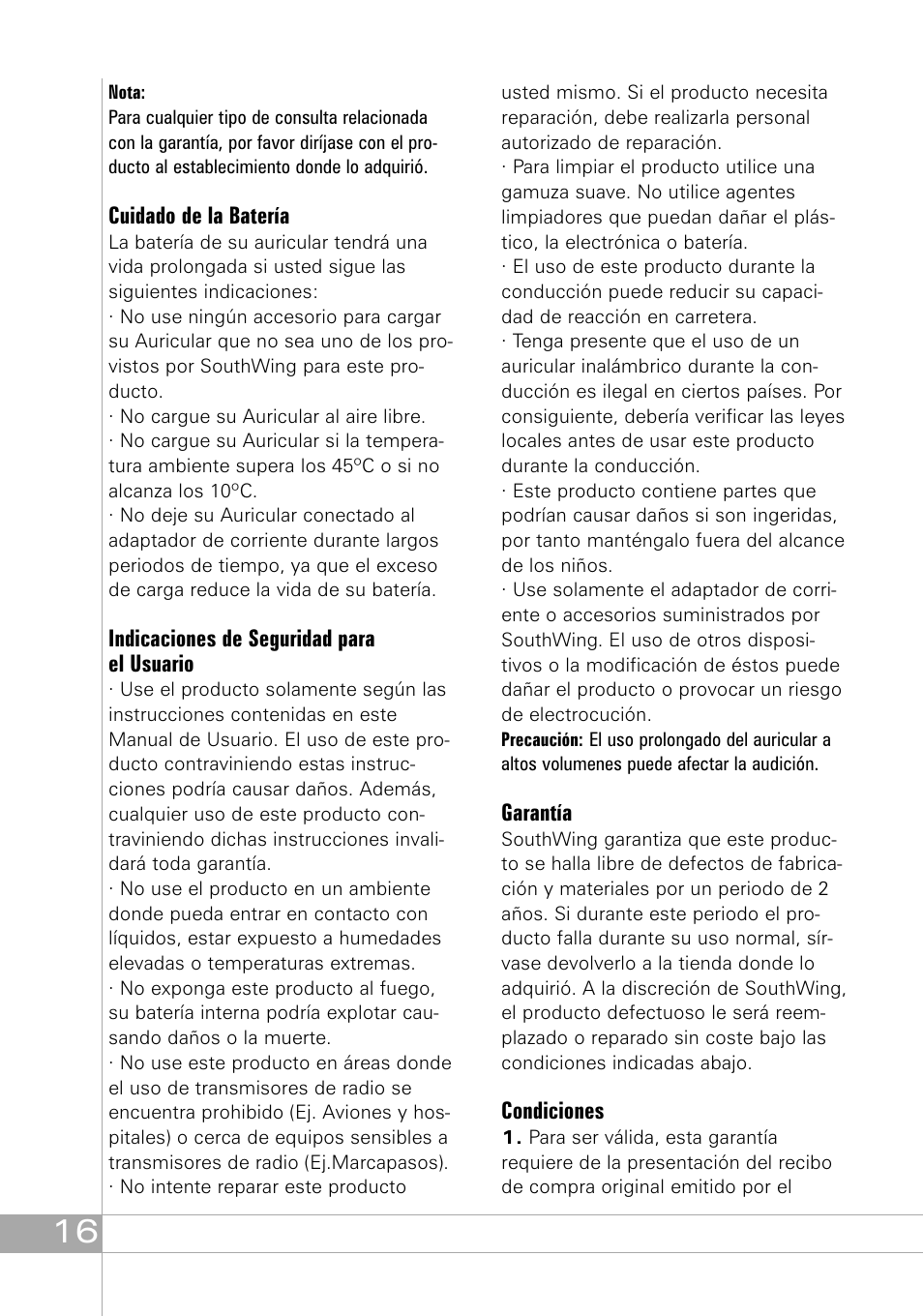 Southwing SH305 User Manual | Page 16 / 60